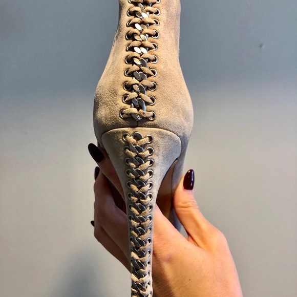 Vince Camuto metal chain lace-up ankle booties - Picture 3 of 5